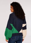 Colourblock Chunky Knit Jumper, Navy, large