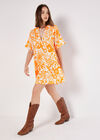 Floral Cotton Mini Dress, Orange, large