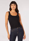 Knitted Tank Top, Black, large