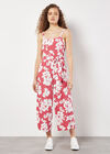 Floral Silhouette Wide-Leg Jumpsuit, Coral, large