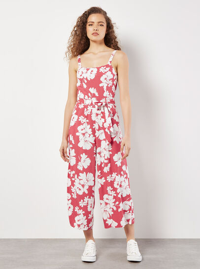 Floral Silhouette Wide-Leg Jumpsuit