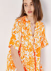 Floral Cotton Mini Dress, Orange, large