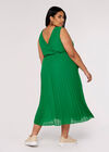 Curve Plisse Wrap Dress, Green, large