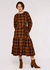 Textured Check Midi Dress, Mustard, large