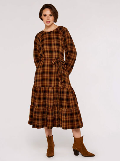 Textured Check Midi Dress