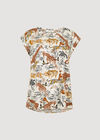 Graphic Animal Print Woven T-Shirt, Cream, large