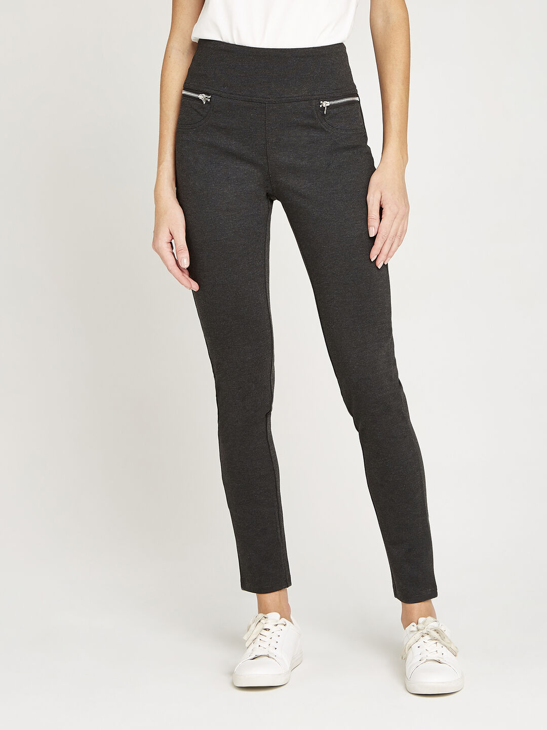 Buy Black Zipped Detail Skinny Trousers from Next Luxembourg