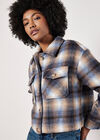 Brushed Check Cropped Jacket, Blue, large