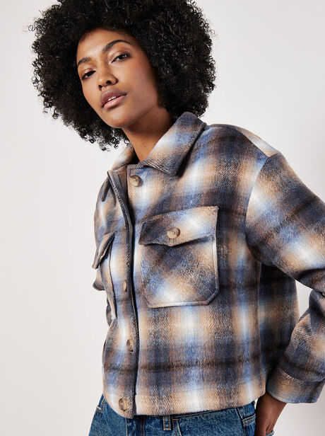 Brushed Check Cropped Jacket