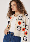 Patchwork Daisy Crochet Cardigan, Navy, large