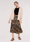 Scarf Print Tiered Skirt, Black, large