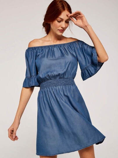 Chambray Bardot Dress