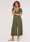 V Neck Jumpsuit, Khaki, large