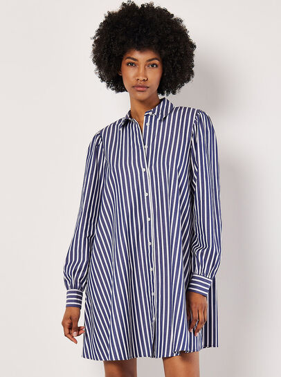 Stripe Shirt Cotton Mini Dress