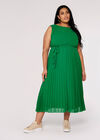 Curve Plisse Wrap Dress, Green, large