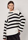 Button Detail Stripe Jumper, Black, large