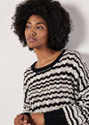 Pointelle Stripe Crochet Jumper, Black, large