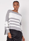 Stripe Knitted Jumper, Grey, large