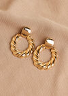Gold Tone Twisted Hoop Earrings, Assorted, large