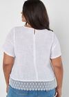 Lace Hem Top, White, large