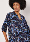 Abstract Swirl Shirt Mini Dress, Navy, large