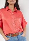 Relaxed-Fit Satin Shirt, Red, large