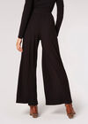 Ribbed Knit Palazzo Trousers, Black, large