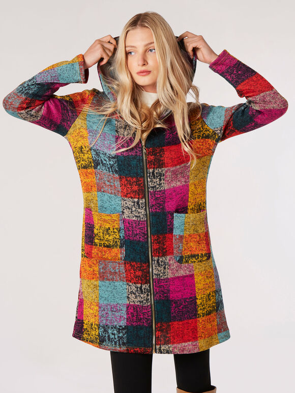 Colourful Squares Fleece Coatigan | Apricot Clothing