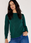 Diamond Pointelle Jumper, Green, large