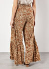Batik Leaves Tiered Wide-Leg Trousers, Rust, large