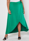 Curve Asymmetric Satin Maxi Skirt, Green, large