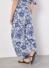 Cotton Floral Print Palazzo Trousers, Blue, large