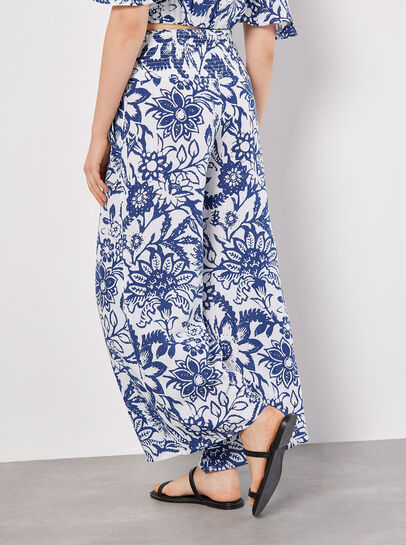 Cotton Floral Print Palazzo Trousers