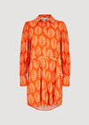 Geo Leaf Shirt Mini Dress, Orange, large