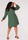 Curve Retro Diamond Mini Dress, Green, large