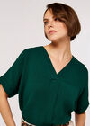 Vneck Cotton Top, Green, large