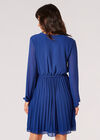 Pleated Chiffon Wrap Mini Dress, Blue, large
