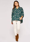 Geometric Print Oversized Blouse, Green, large