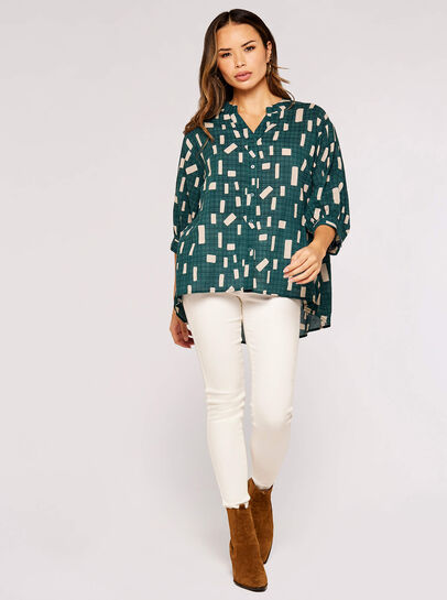 Geometric Print Oversized Blouse