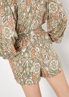 Ikat Print Soft Woven Shorts, Khaki, large