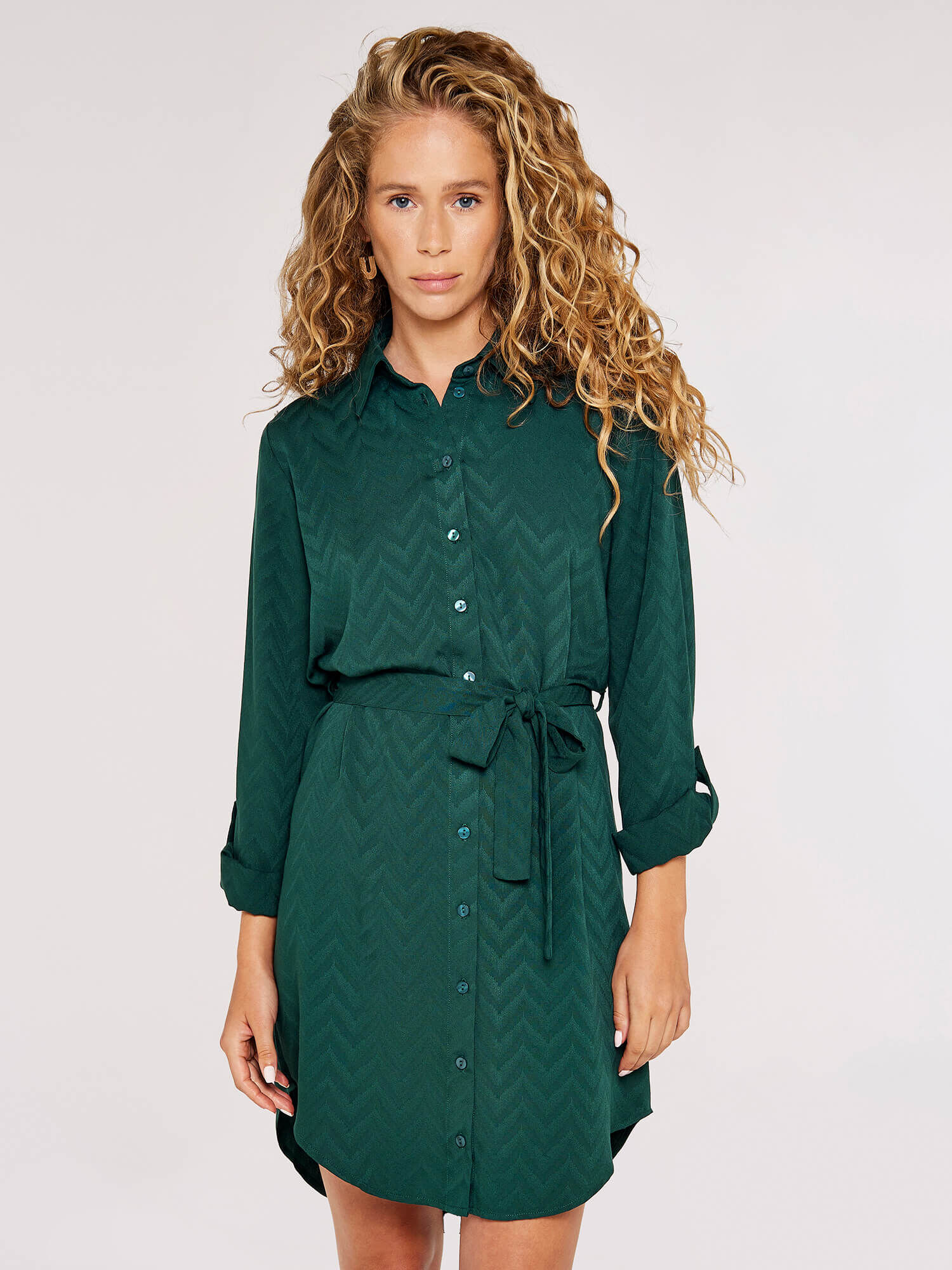 Chevron Jacquard Shirt Dress | Apricot Clothing