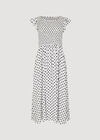 Polka Dot Smocked Midi Dress, White, large