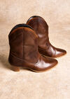 Short Leather Cowboy Boots, Brown, large