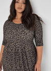 Curve Animal Print Tunic Midi Dress, Khaki, large