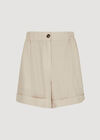 Rolled Hem Woven Shorts, Stone, large