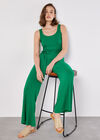 Sleeveless Ribbed Jersey Jumpsuit, Green, large