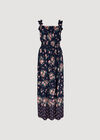 Floral Smocked Milkmaid Maxi Dress, Navy, large