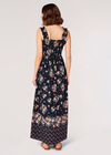 Floral Smocked Milkmaid Maxi Dress, Navy, large