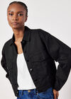 Boxy Twill Jacket, Black, large