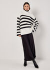 Button Detail Stripe Jumper, Black, large